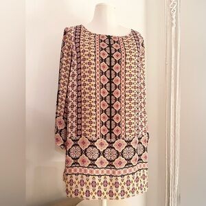 Rose & Olive *Like New* Pink and Orange Patterned Blouse Tunic Top | Size 1X